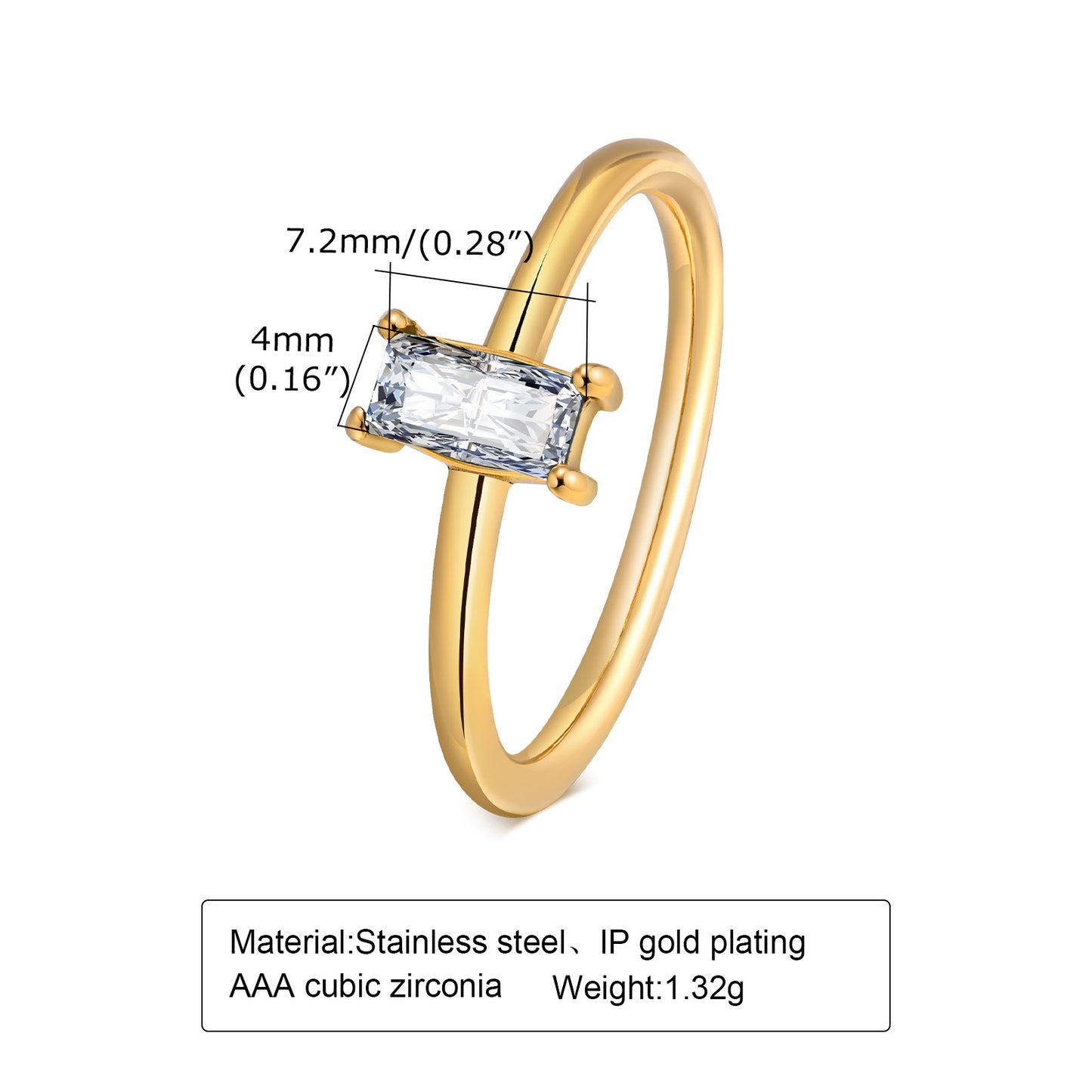 Simple Style Geometric Stainless Steel Rings Inlay Zircon Stainless Steel Rings