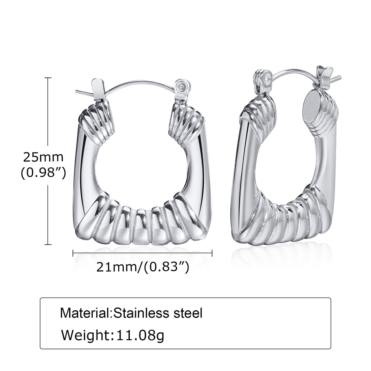 Fashion U Shape Stainless Steel Earrings Plating Stainless Steel Earrings