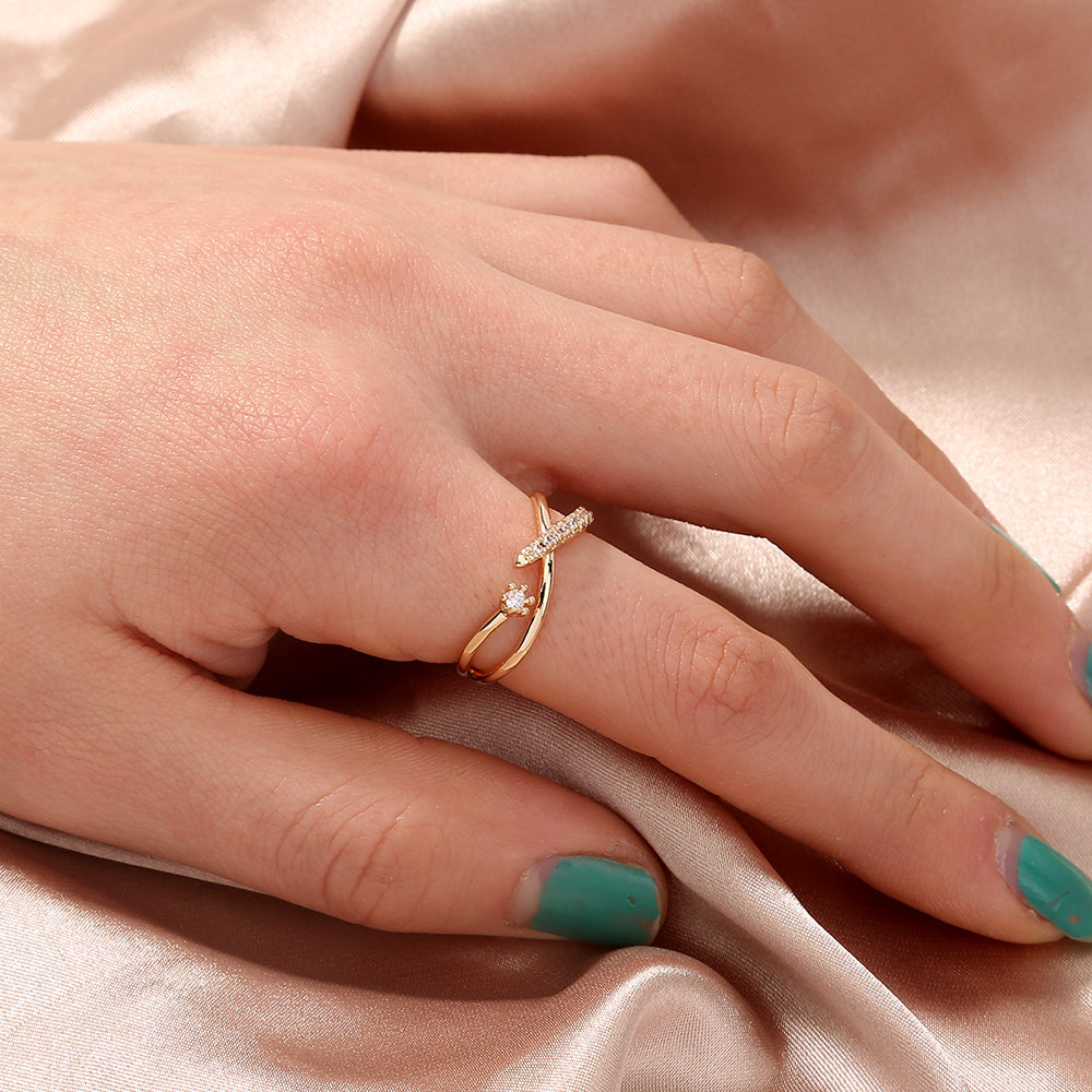 Simple Style Solid Color Copper Plating Inlay Pearl Zircon Gold Plated Open Ring