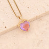 Fashion Heart Shape Stainless Steel Pendant Necklace Gold Plated Artificial Crystal Stainless Steel Necklaces 1 Piece