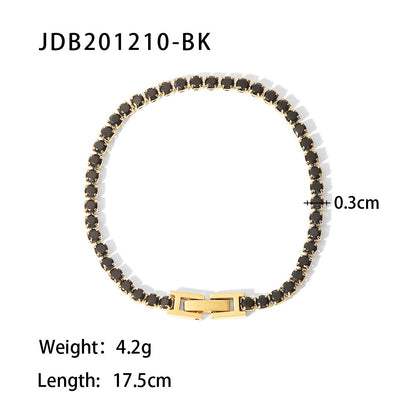 Fashion Geometric Stainless Steel Inlay Zircon Gold Plated Bracelets