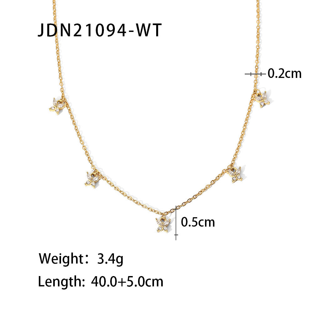 Fashion Geometric Stainless Steel Plating Zircon Gold Plated Necklace