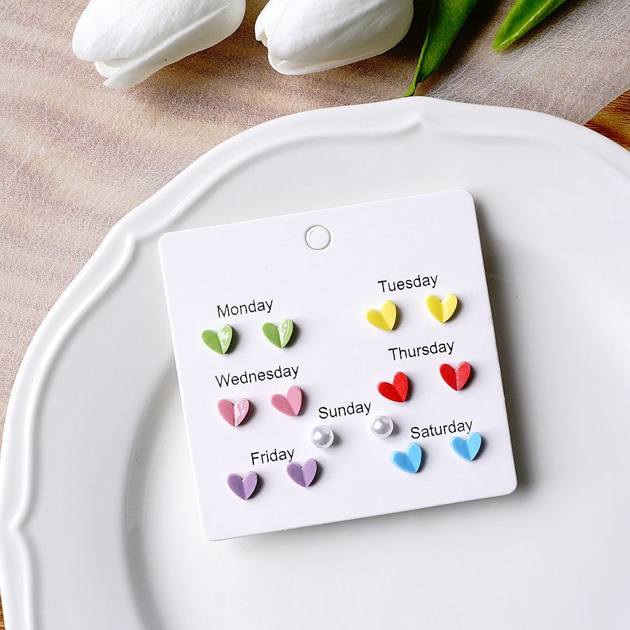 Cartoon Style Heart Shape Flower Alloy Fruit Ear Studs 1 Pair