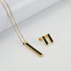 Fashion Rectangle Stainless Steel Inlay Rhinestones Earrings Necklace 1 Set