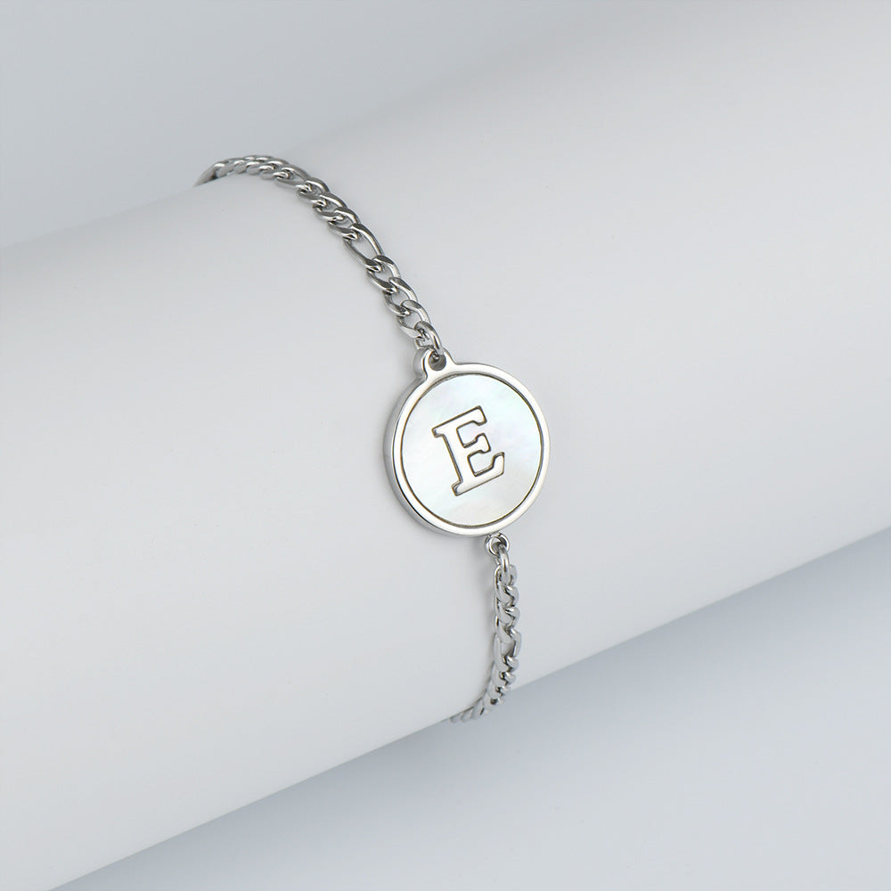 Simple Style Letter Stainless Steel Inlay Shell Bracelets