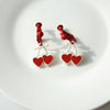 Sweet Cherry Heart Shape Alloy Enamel Drop Earrings