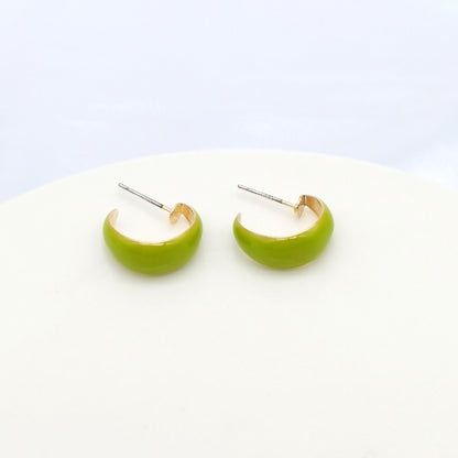 Simple Style C Shape Enamel Iron Earrings