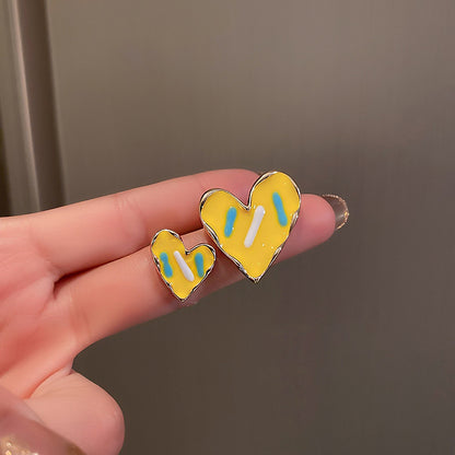 Sweet Heart Shape Alloy Enamel Ear Studs