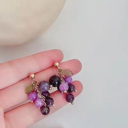 Fashion Fruit Alloy Glass Beaded Earrings