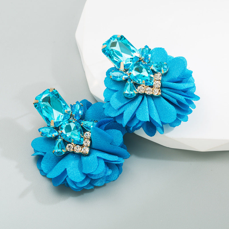 Fashion Flower Inlay Alloy Rhinestones Drop Earrings