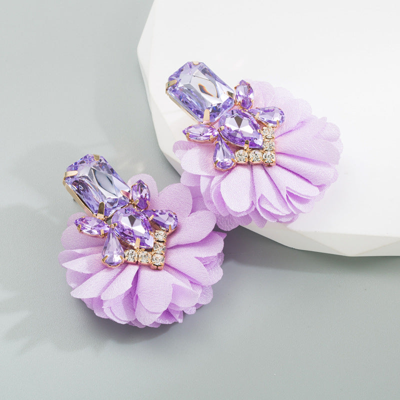 Fashion Flower Inlay Alloy Rhinestones Drop Earrings