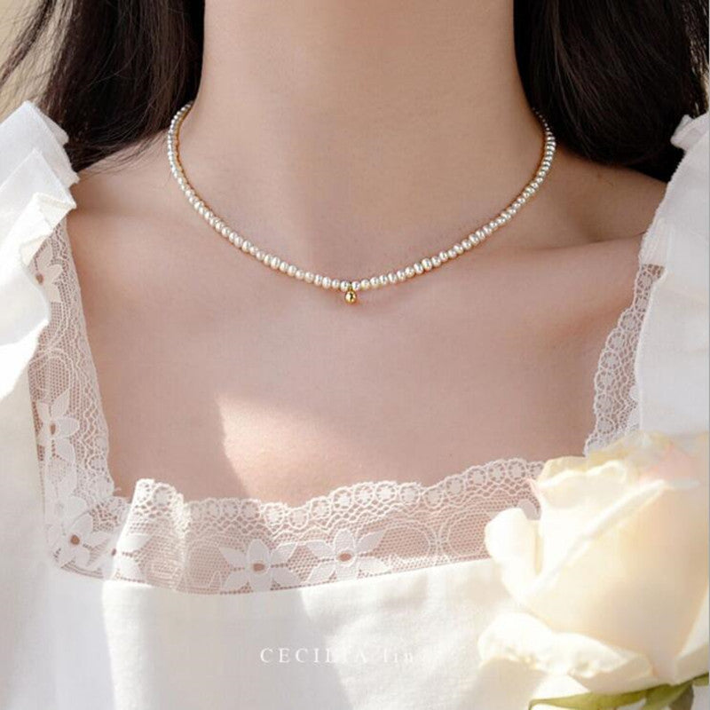 Fashion Heart Shape Alloy Plating Artificial Pearls Layered Necklaces