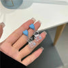 Sweet Heart Shape Flower Bow Knot Stoving Varnish Alloy Drop Earrings Ear Studs