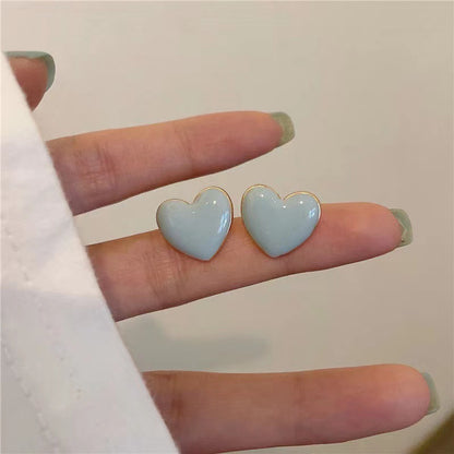 Sweet Heart Shape Flower Bow Knot Stoving Varnish Alloy Drop Earrings Ear Studs