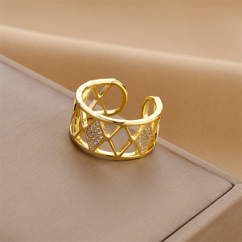 Fashion Geometric Snake Butterfly Copper Open Ring Plating Artificial Gemstones Copper Rings