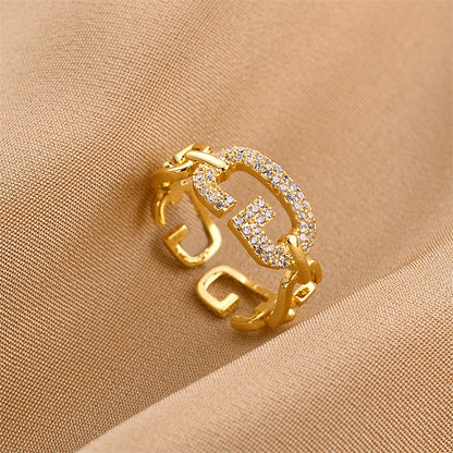 Fashion Geometric Snake Butterfly Copper Open Ring Plating Artificial Gemstones Copper Rings