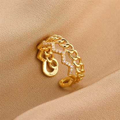 Fashion Geometric Snake Butterfly Copper Open Ring Plating Artificial Gemstones Copper Rings