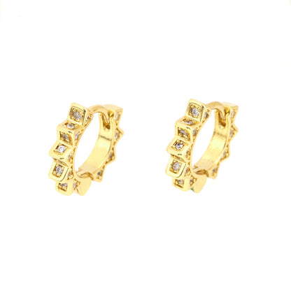 1 Pair Casual Simple Style Heart Shape Plating Inlay Copper Zircon 18k Gold Plated Earrings