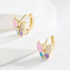 Fashion Shamrock Butterfly Copper Hoop Earrings Enamel Inlay Zircon Copper Earrings