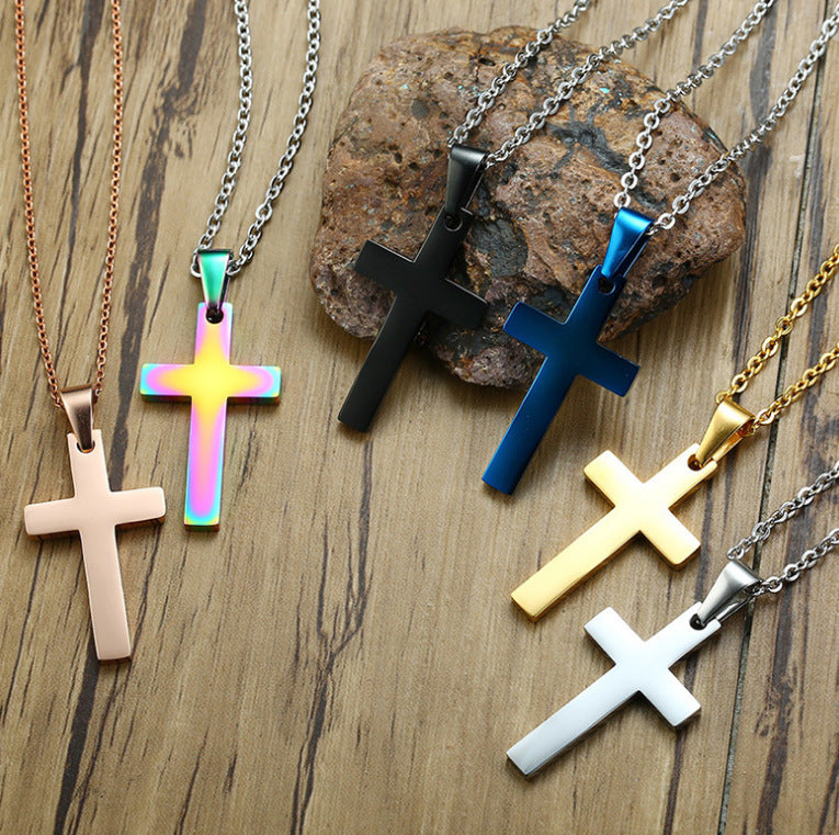 Simple Style Cross Stainless Steel Pendant Necklace Plating Stainless Steel Necklaces