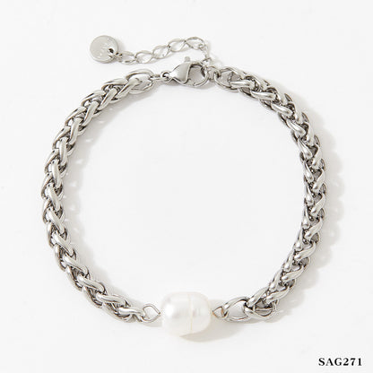 Fashion Solid Color Stainless Steel Bracelets Pearl Stainless Steel Bracelets