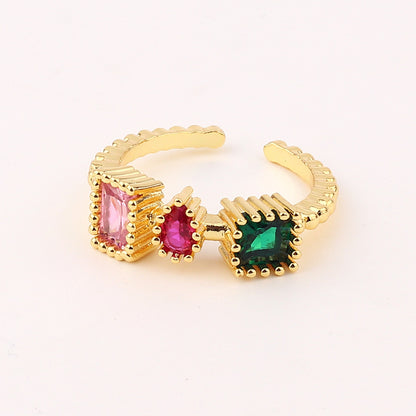 1 Piece Simple Style Flower Copper Inlay Zircon Open Ring