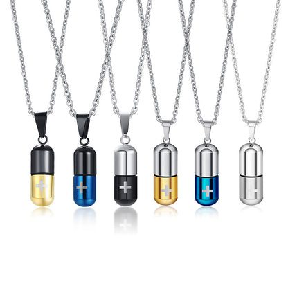 Fashion Geometric Pill Titanium Steel Necklace Plating Stainless Steel Necklaces