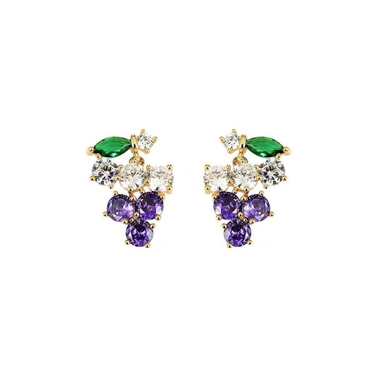 Simple Style Grape Alloy Gold Plated Rhinestones Women's Ear Studs