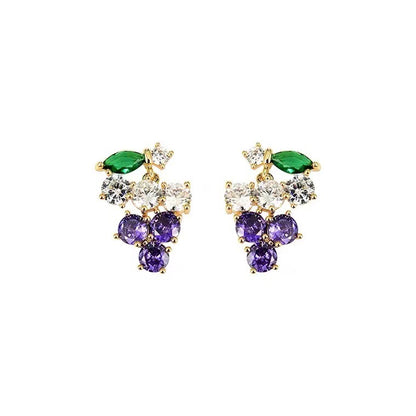 Simple Style Grape Alloy Gold Plated Rhinestones Women's Ear Studs