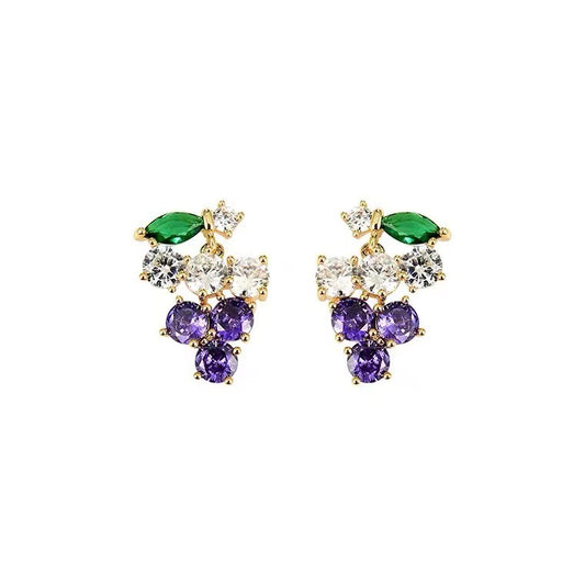 Simple Style Grape Alloy Gold Plated Rhinestones Women's Ear Studs