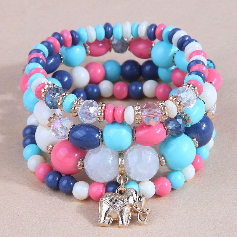 Retro Elephant Resin Layered Women's Bracelets 1 Set