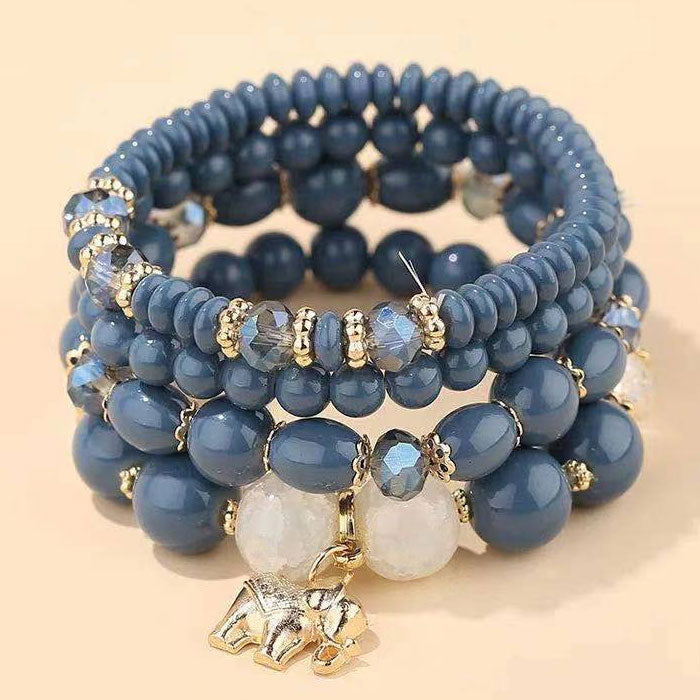 Retro Elephant Resin Layered Women's Bracelets 1 Set