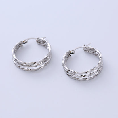 Simple Style Solid Color Titanium Steel Earrings Plating Stainless Steel Earrings