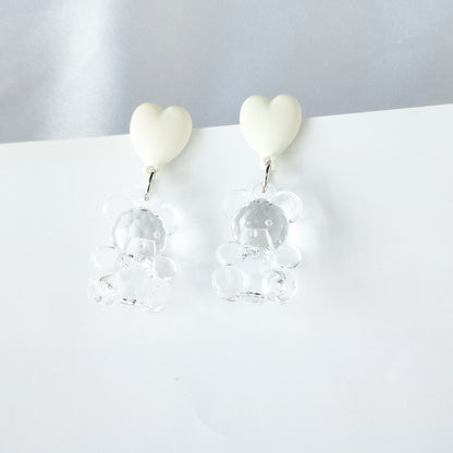 Cute Bear Heart Shape Alloy Stoving Varnish Women's Drop Earrings