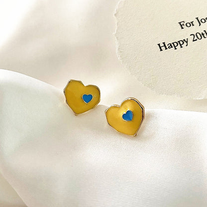 Simple Style Heart Shape Alloy Enamel Women's Ear Studs