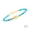 Ethnic Style Round Beaded Knitting Natural Stone Bracelets 1 Piece