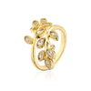 Fashion Leaf Copper Open Ring Gold Plated Zircon Copper Rings