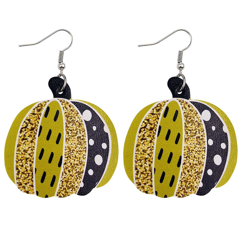 Fashion Pumpkin Pu Leather Printing Women's Drop Earrings 1 Pair