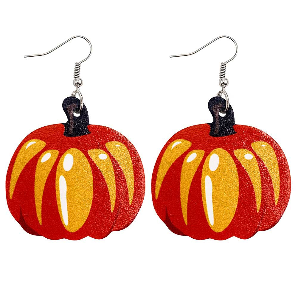 Fashion Pumpkin Pu Leather Printing Women's Drop Earrings 1 Pair