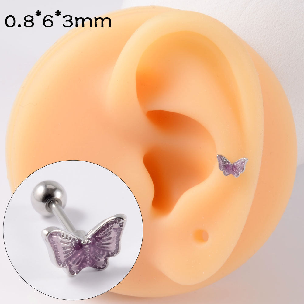 Simple Style Butterfly Stainless Steel Ear Studs Stainless Steel Earrings 1 Piece