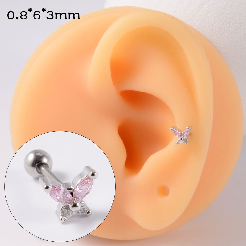 Simple Style Butterfly Stainless Steel Ear Studs Stainless Steel Earrings 1 Piece