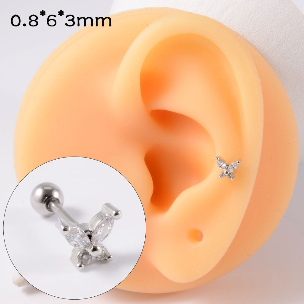 Simple Style Butterfly Stainless Steel Ear Studs Stainless Steel Earrings 1 Piece