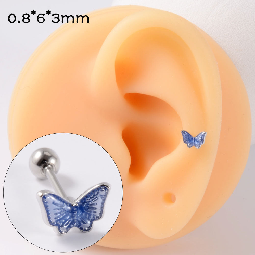 Simple Style Butterfly Stainless Steel Ear Studs Stainless Steel Earrings 1 Piece