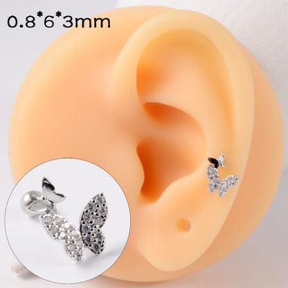 Simple Style Butterfly Stainless Steel Ear Studs Stainless Steel Earrings 1 Piece