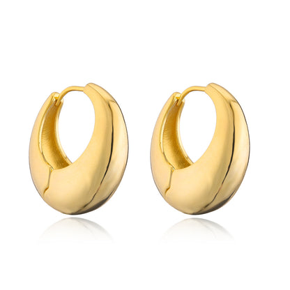 Fashion Round Copper Gold Plated Hoop Earrings 1 Pair