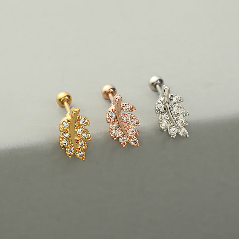 Fashion Cactus Pineapple Copper Ear Studs Inlay Zircon Copper Earrings 1 Piece