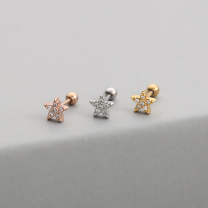 1 Piece Fashion Star Inlay Copper Zircon Ear Studs