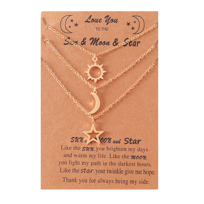 New Stainless Steel Sun Moon Star Necklace European And American Personality Pendent Necklace