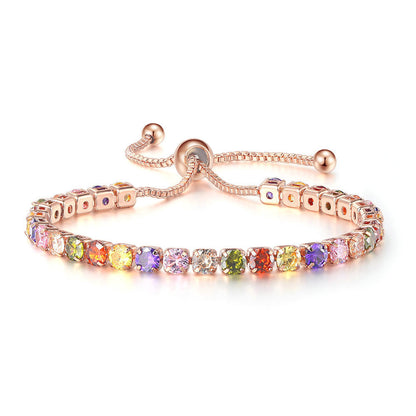 Fashion Geometric Multicolor Copper Bracelets Inlaid Zircon Copper Bracelets 1 Piece