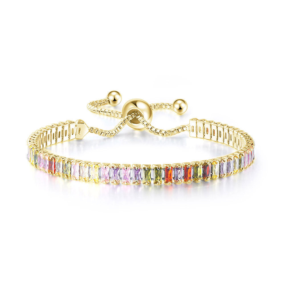 Fashion Geometric Multicolor Copper Bracelets Inlaid Zircon Copper Bracelets 1 Piece